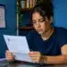 Jovem em ambiente doméstico analisando documento sobre resultados da PND 2026, representando a divulgação do resultado dos recursos sobre a isenção da taxa de inscrição.