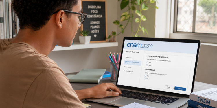 Estudante solicita atendimento especializado e nome social no Enem 2026.