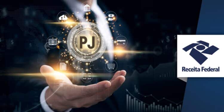 Ícone de PJ e logo da Receita Federal ilustram os impactos do CNPJ alfanumérico para empresas