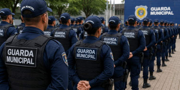 Guardas municipais fardados em formação representando concursos da Guarda Municipal no Ceará.