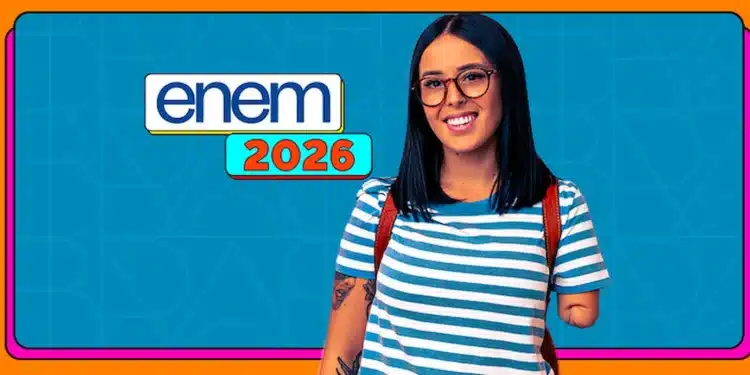 Estudante representando o Enem 2026 com destaque para prazo de solicitação de atendimento especializado.