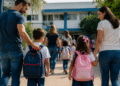 Crianças em ambiente escolar durante atividades de aprendizagem, em referência à organização dos calendários escolares para a Copa do Mundo Feminina de 2027.