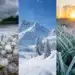 Imagem comparativa mostra granizo, neve e geada em diferentes condições climáticas de frio.
