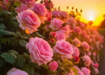 Rosas cor-de-rosa em jardim ilustram explicação sobre o uso correto do plural da expressão na língua portuguesa.