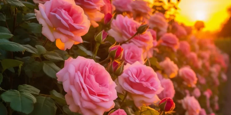Rosas cor-de-rosa em jardim ilustram explicação sobre o uso correto do plural da expressão na língua portuguesa.