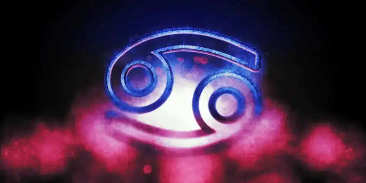 Símbolo do signo de Câncer em destaque, associado a profissões ligadas ao acolhimento, cuidado e conexão emocional.