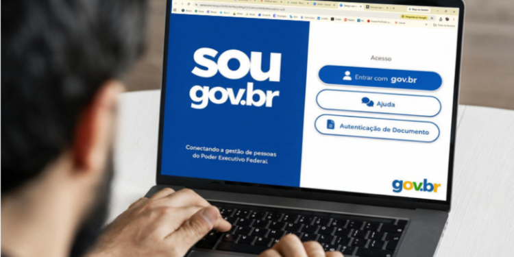 Acesso ao SouGov.br pelo portal gov.br em laptop.