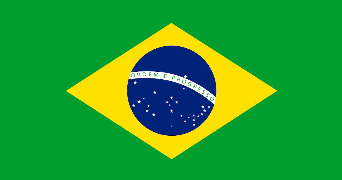 Losango amarelo no centro da bandeira do Brasil.