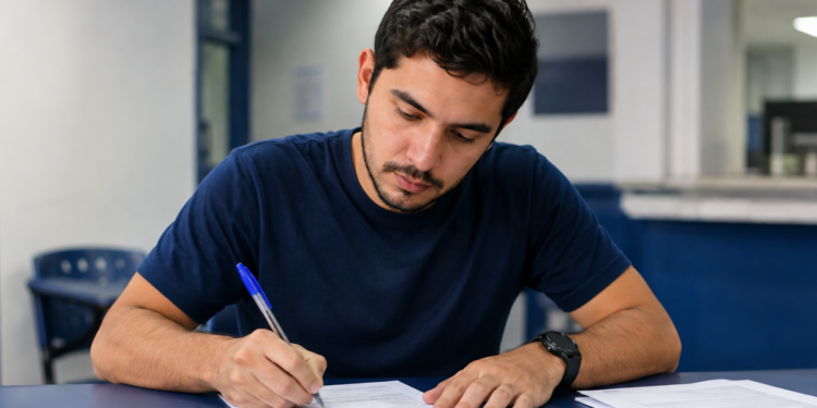 Candidato preenche formulário em referência às inscrições do concurso CREF SE 2026.