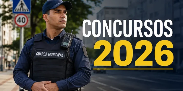 Guarda Municipal em serviço representa concursos de 2026 com salários de até R$ 5.300 e inscrições próximas do fim.