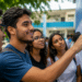 Jovens conferem lista de aprovados afixada em mural após divulgação da 4ª convocação da primeira edição do CNU.