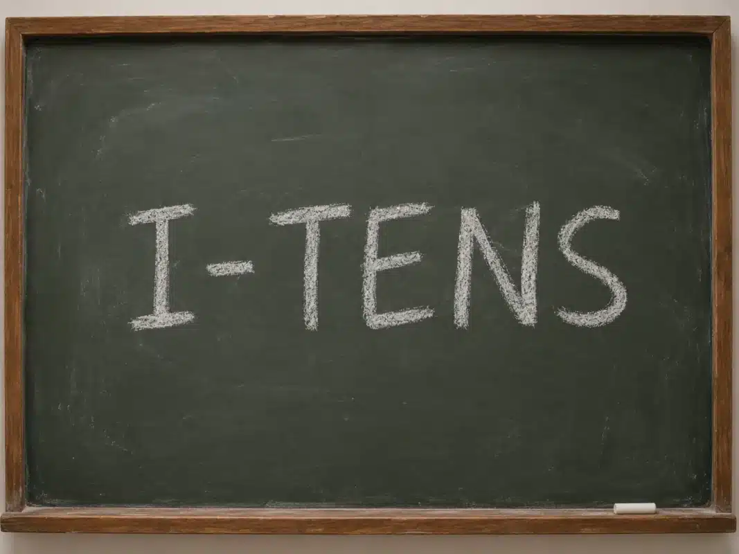 Quadro com “I-TENS” escrito em giz para explicar por que itens não recebe acento