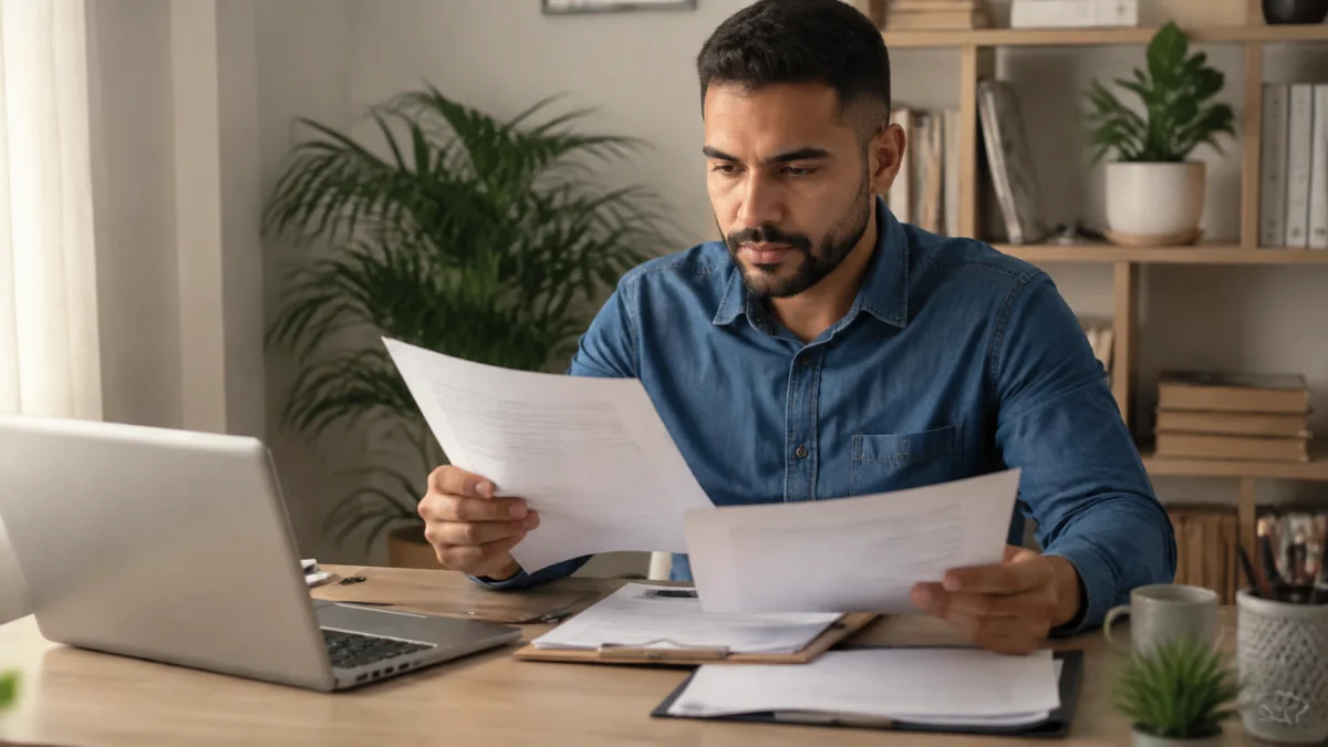 Microempreendedor analisa documentos para conferir os requisitos necessários para contratação pelo INSS por meio do Contrata + Brasil.