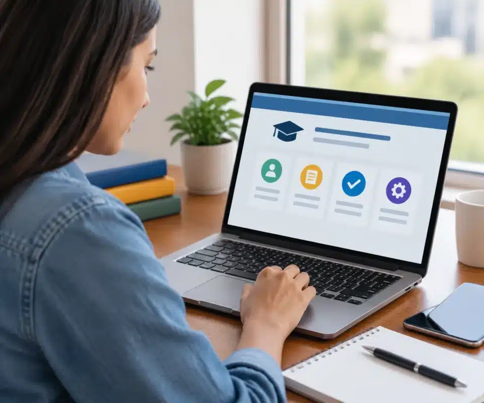 Estudante acessa plataforma digital pelo notebook para solicitar renegociação do Fies pelo Desenrola Adimplentes