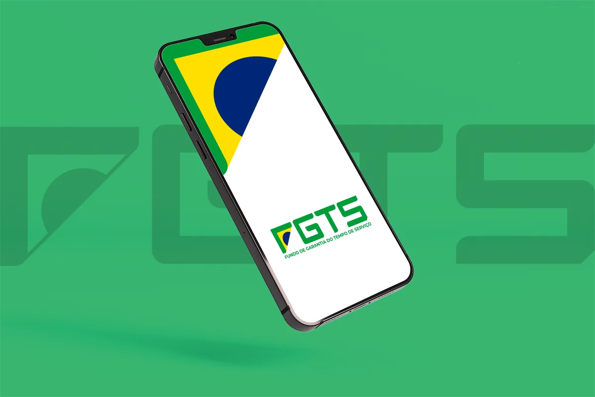 Saque-aniversário do FGTS - Solicitação pelo aplicativo Aplicativo FGTS aberto em celular representando o saque-aniversário e a solicitação digital do benefício.