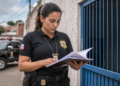 Investigadora da Polícia Civil analisa documentos durante atividade externa, representando as 500 vagas oferecidas no concurso da PC-BA.