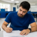 Candidato preenche formulário durante inscrição para concurso público em São Paulo.