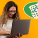 Jovem mexendo em notebook ao lado da logo do INSS.
