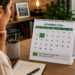 Mulher observa calendário de setembro 2026 com feriado da Independência do Brasil destacado.