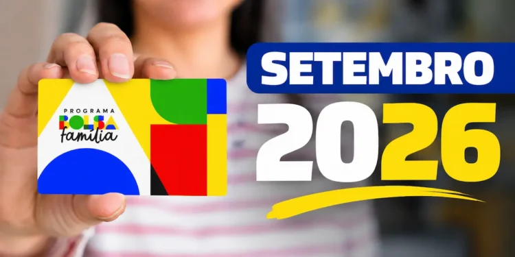 Cartão do Bolsa Família segurado por beneficiária com destaque para os pagamentos de setembro de 2026.