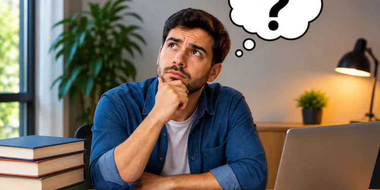 Concurseiro em dúvida sobre qual concurso público escolher de acordo com seu perfil.