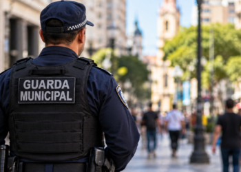 Guarda Municipal em área urbana, representando concurso de Nísia Floresta com 30 vagas.