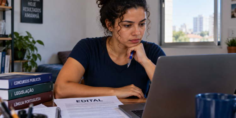 Candidata consulta edital de concursos de prefeituras de São Paulo e Rio de Janeiro com inscrições prorrogadas.