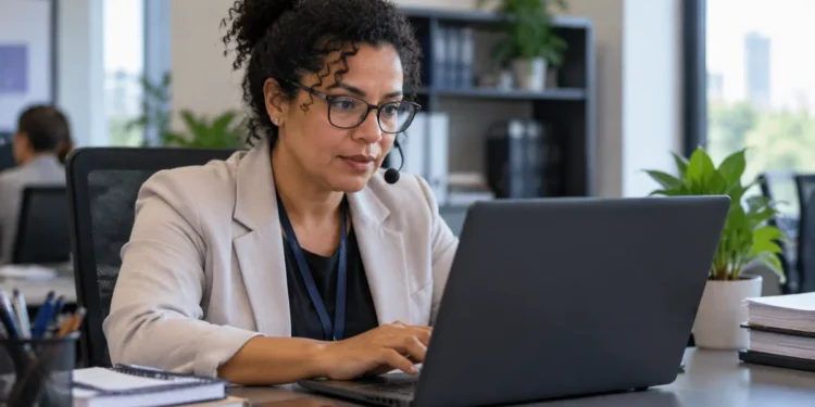 Servidora pública participa de capacitação online pelo notebook sobre violência de gênero na internet