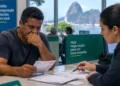 Homem participando de negociação de dívidas em agência bancária, representando o mutirão no Rio de Janeiro com condições especiais para regularização financeira.