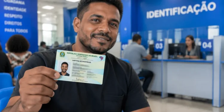 Homem segura Carteira de Identidade, representando o mutirão para emissão da nova CIN no ES.