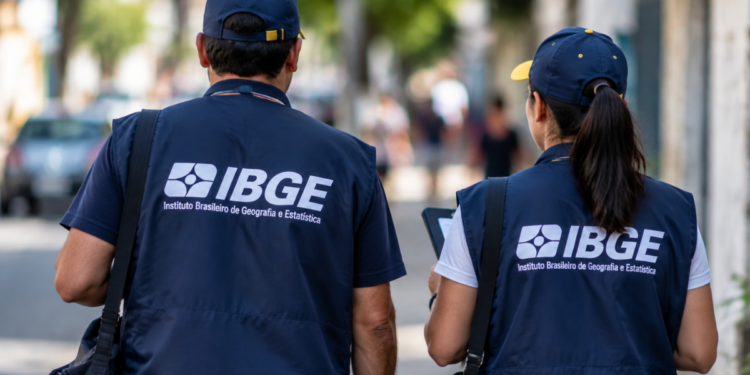 Recenseadores do IBGE realizam trabalho de campo durante pesquisa estatística.