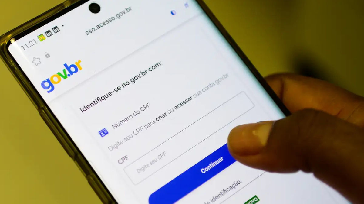 Acesso à conta GOV.BR pelo celular com autenticação e gerenciamento de segurança do dispositivo.