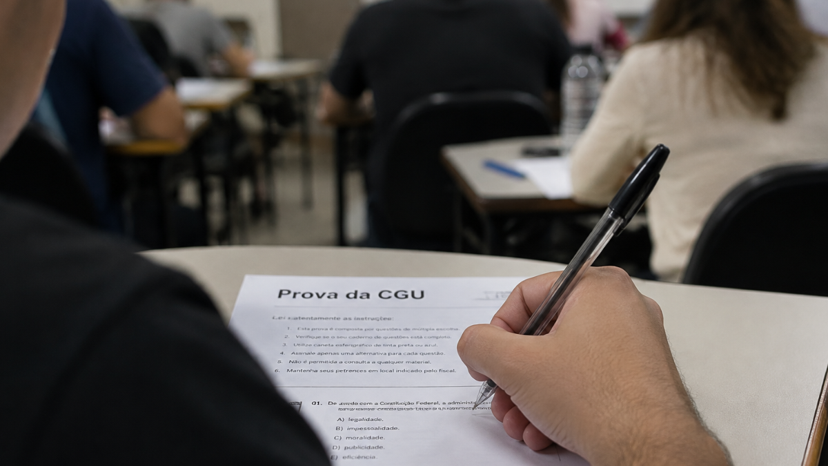 Candidato realiza prova escrita da CGU para Auditor Federal de Finanças e Controle.